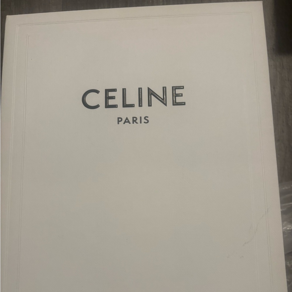 CELINE KITTEN HEELS WITH STRAP TRIOMPHE IN CALFSKIN GOLD FINISHING